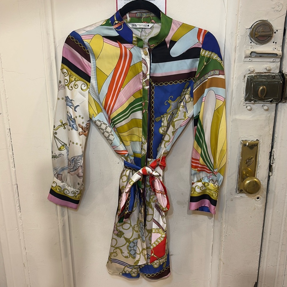 Zara Multicolor Printed Mini Dress